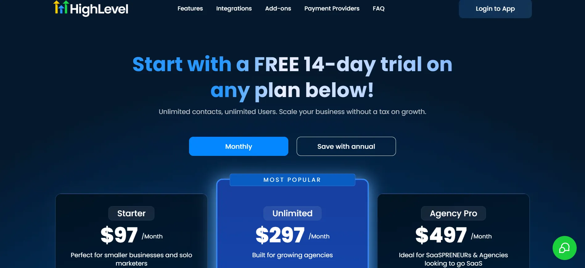 GoHighLevel Pricing plans