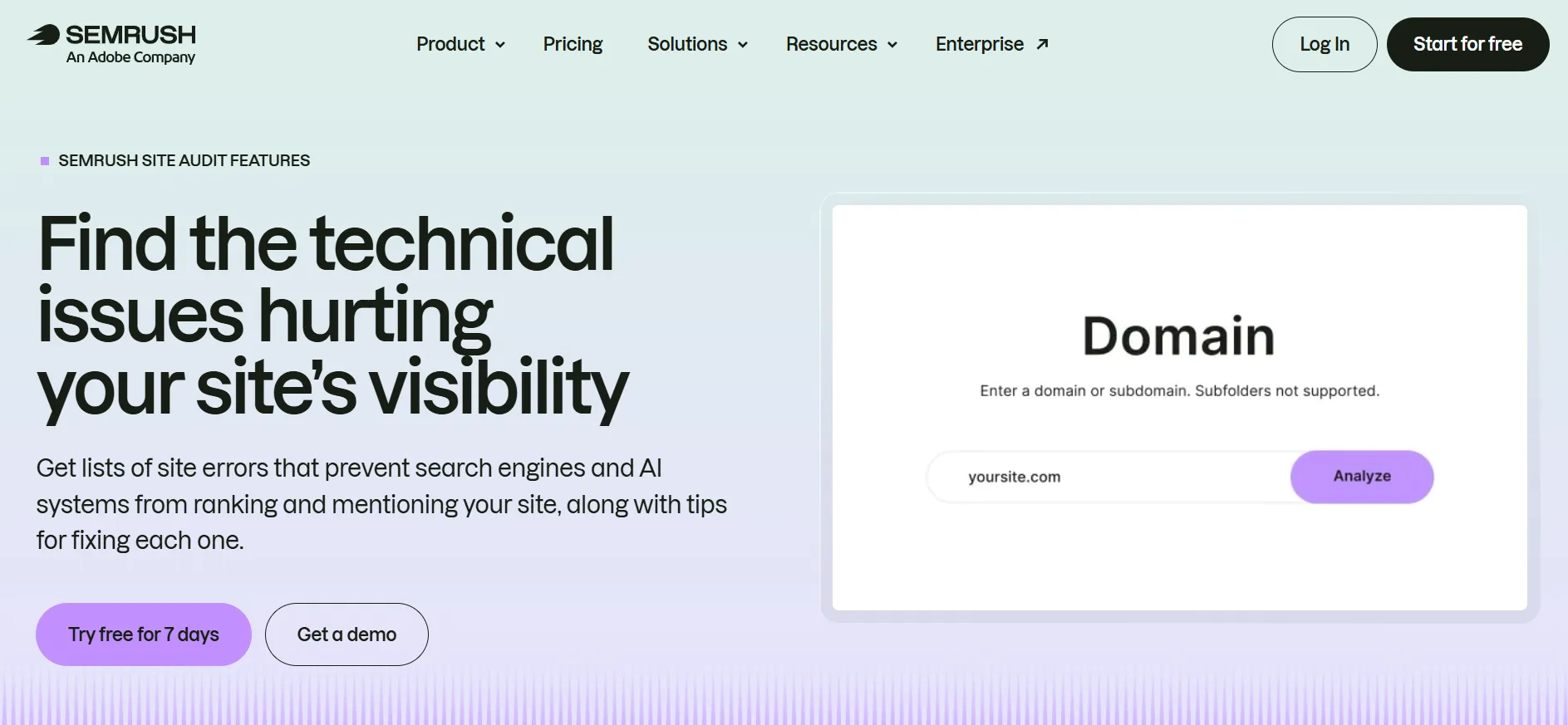 semrush site audit