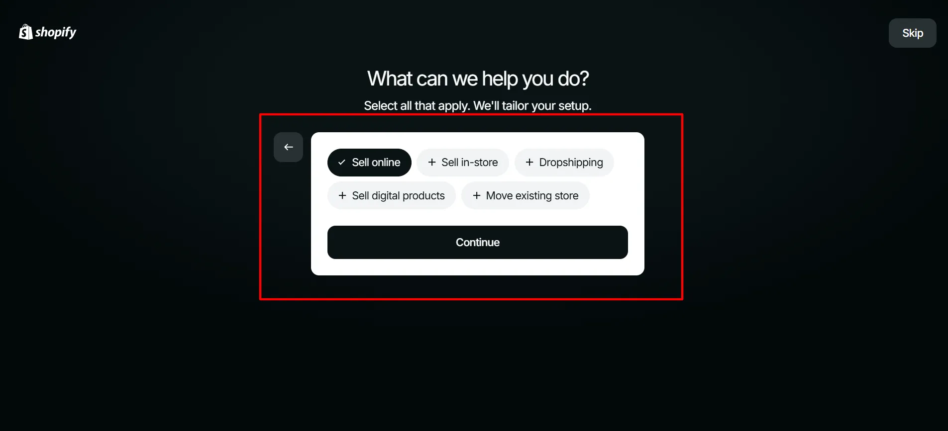 Shopify login step 4
