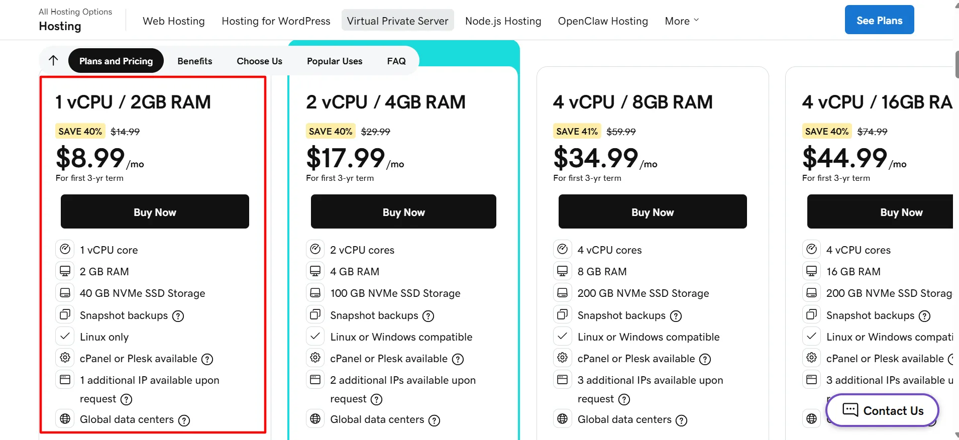 Godaddy VPS 1 vCPU