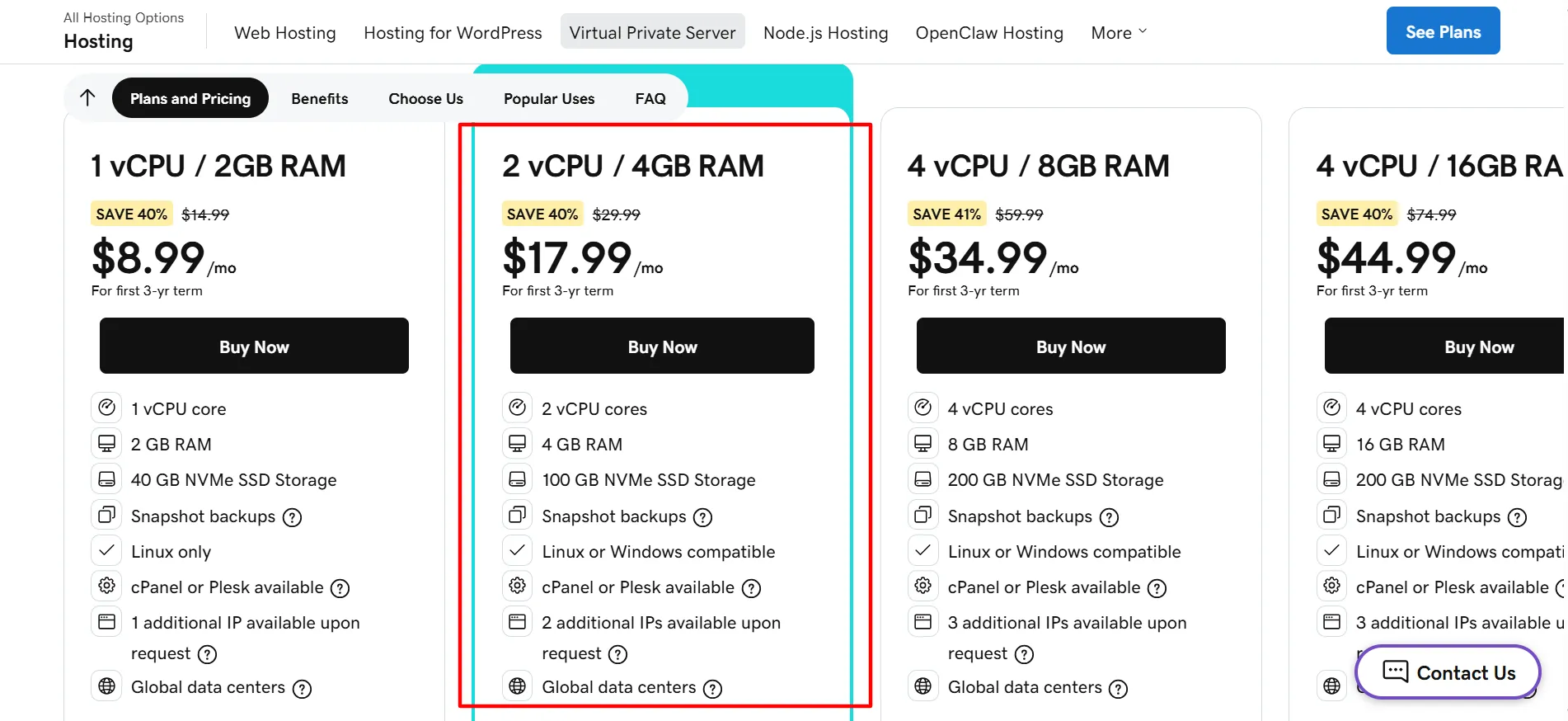 Godaddy VPS 2 vCPU