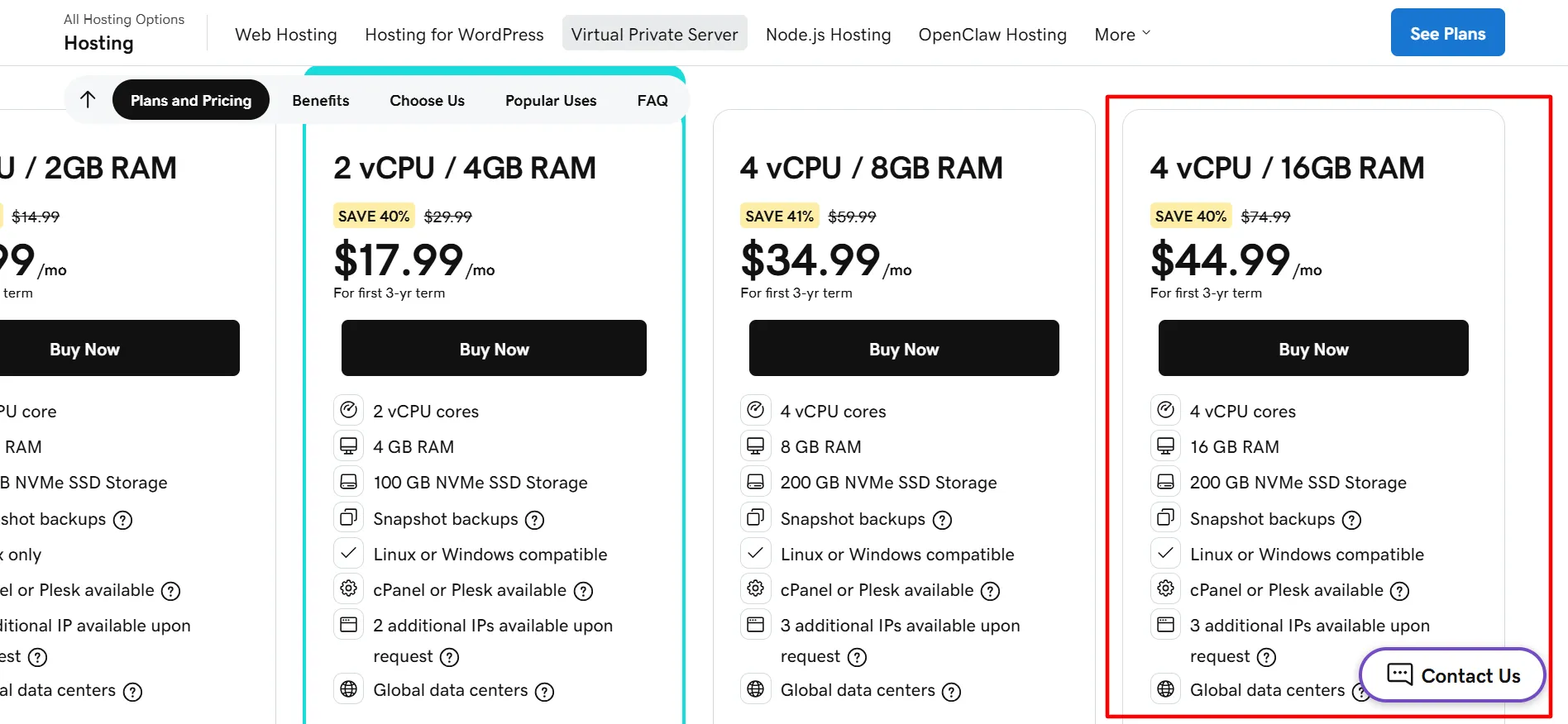 Godaddy VPS 4 vCPU 16GB RAM