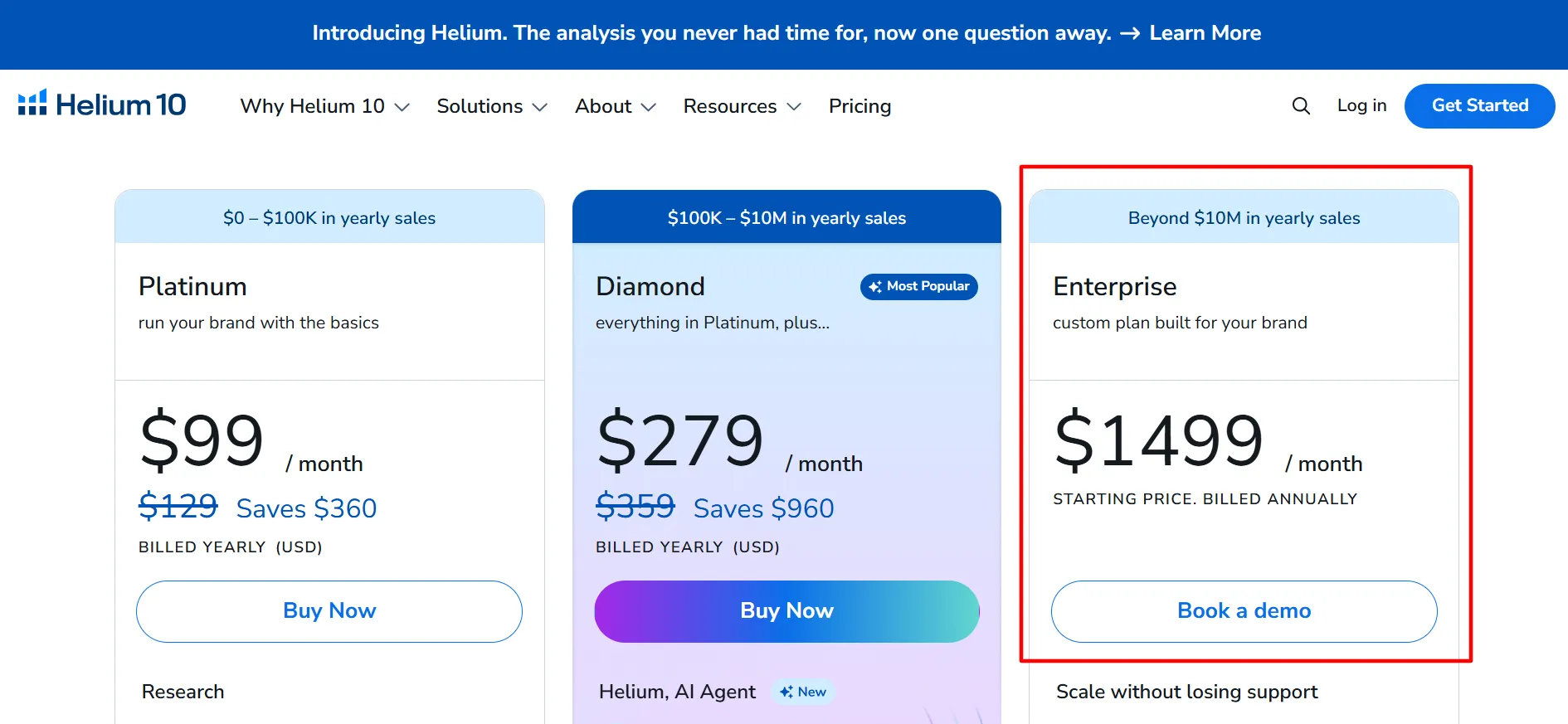 Helium 10 Enterprise plan