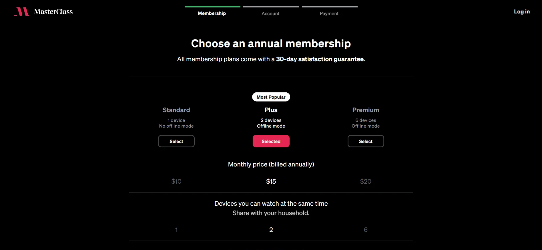 masterclass pricing plan