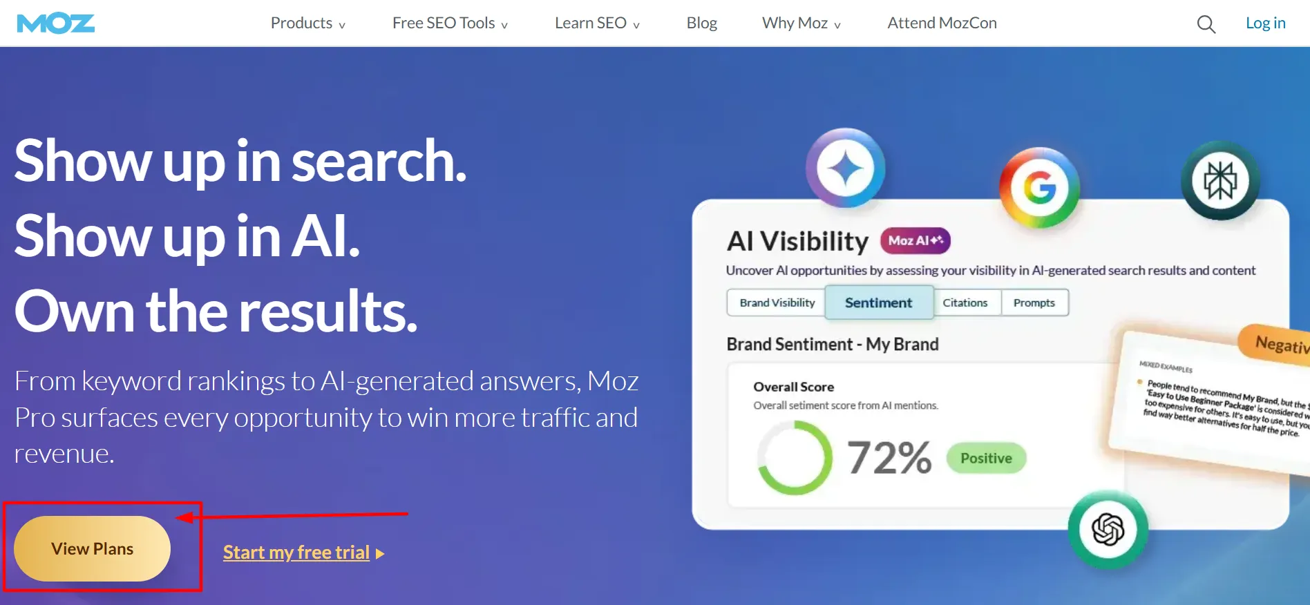 Moz login step 1