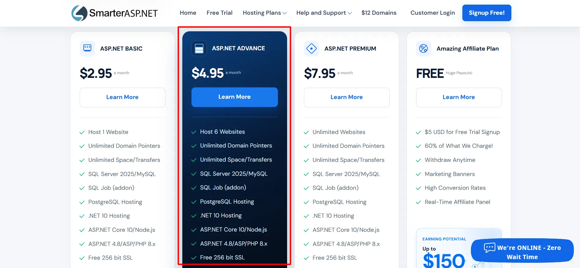 SmarterASP Advance Plan