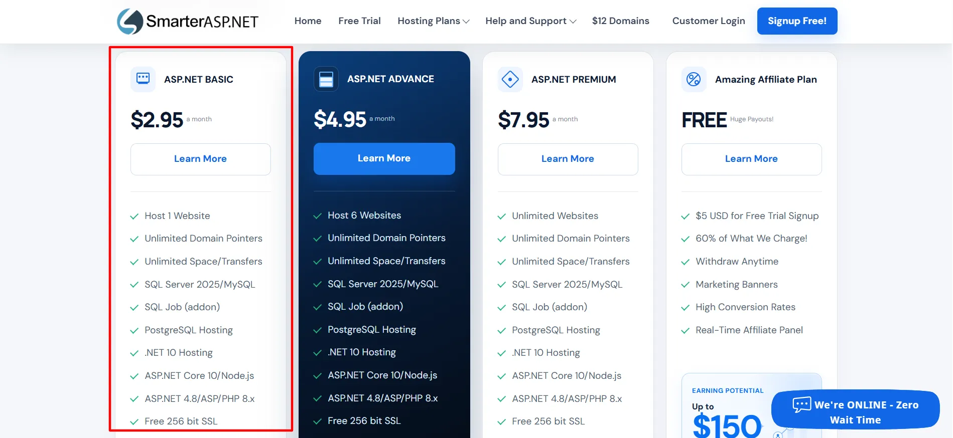 SmarterASP Basic Plan