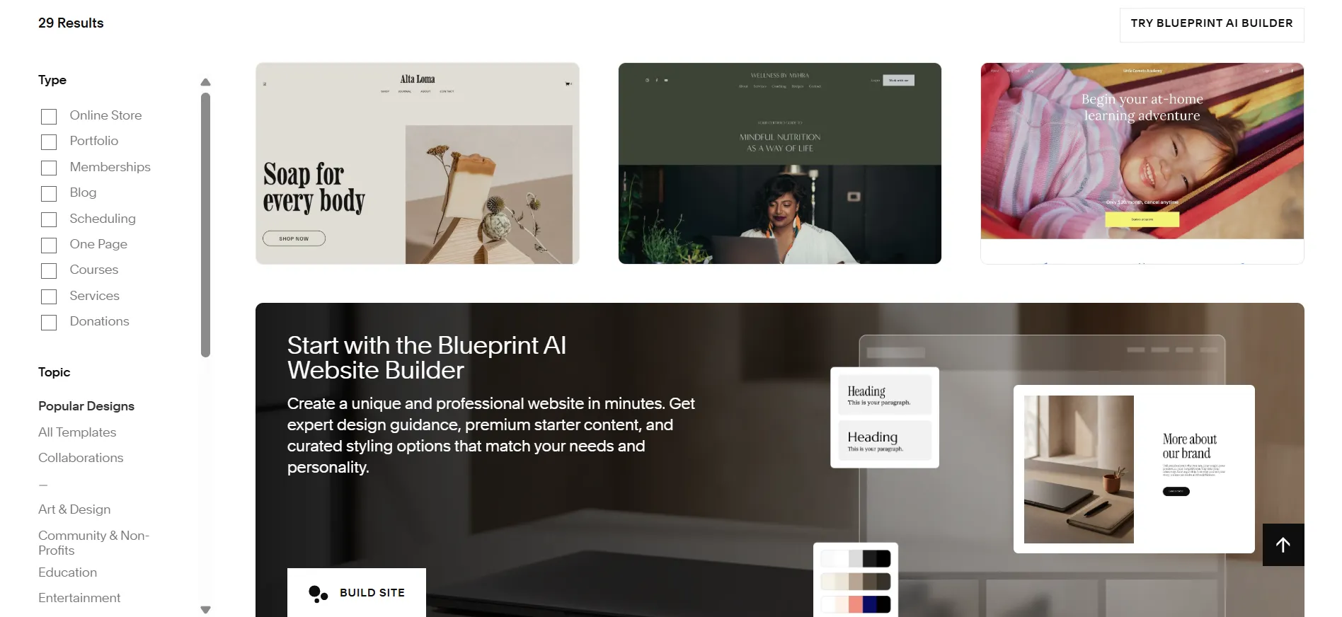 Squarespace website templates